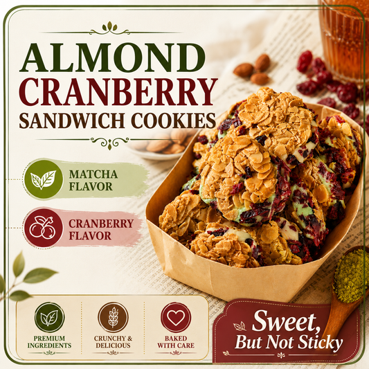 Cranberry & Matcha Cream-Filled Crispy Cookies-Jani